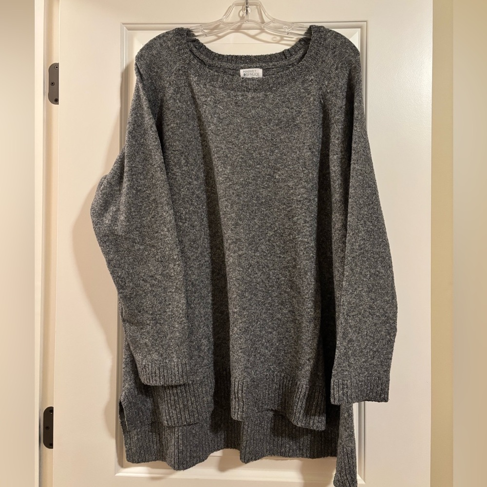 Market & Spruce Gray/Blue Crew Neck Sweater